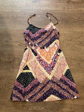 Target Purple Multicolor Floral Patchwork Slip Dress with Pink Accents